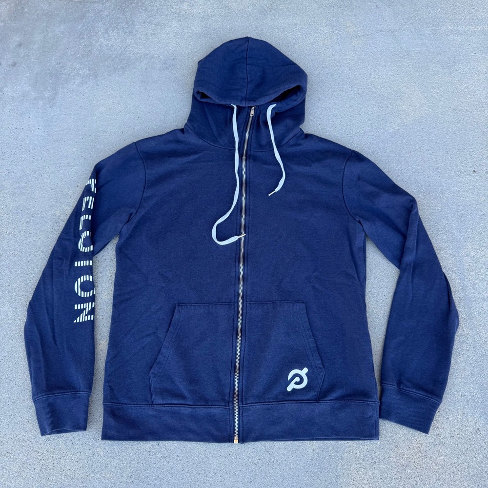 Peloton Mens Navy Blue Full Zip Hoodie Sweatshirt Size Medium‎